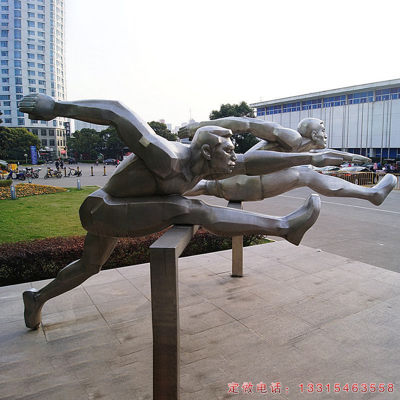 不锈钢跨栏运动人物雕塑（2）