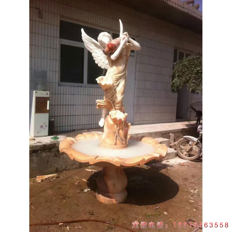 公园浇花人物石雕（1）
