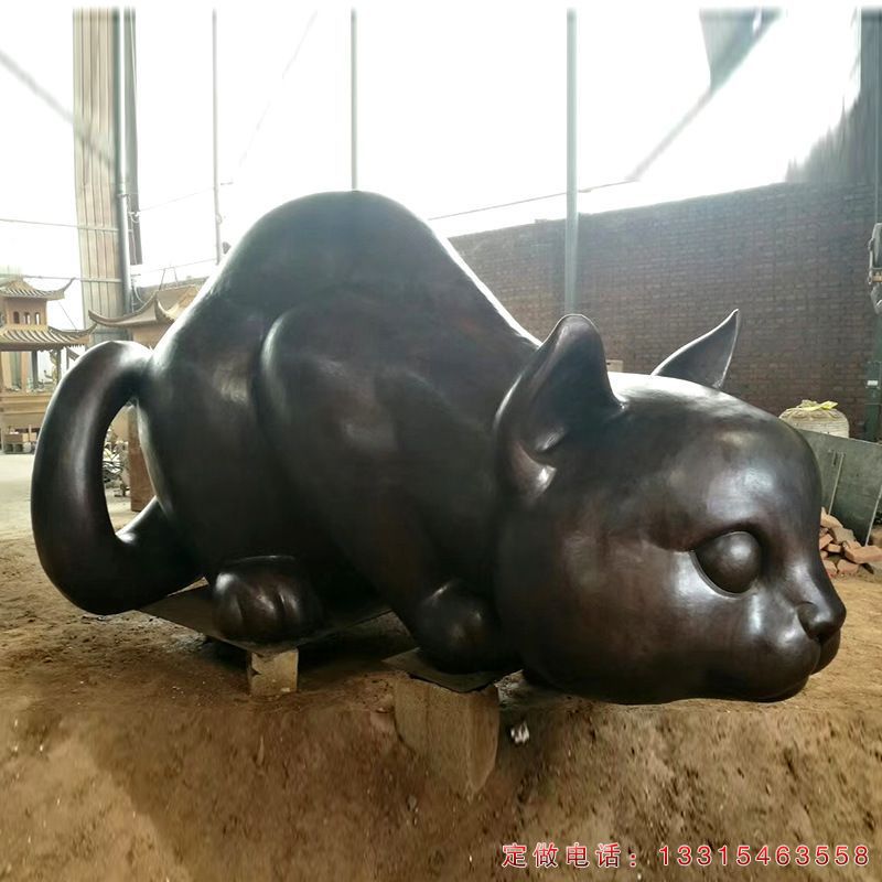 公园动物猫铜雕（1）