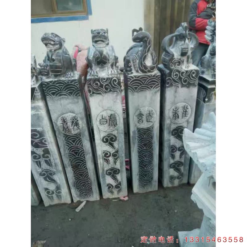 广场狮子拴马桩石雕（1）
