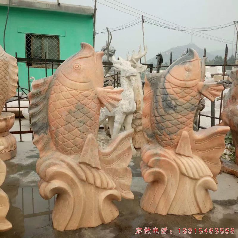晚霞红鲤鱼公园动物雕塑（3）