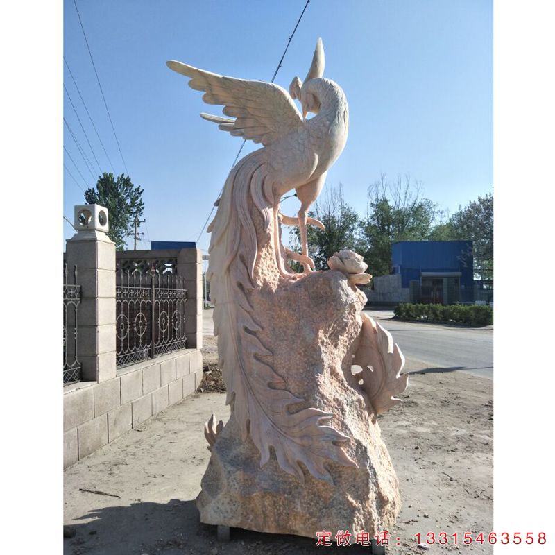 晚霞红凤凰动物雕塑（1）
