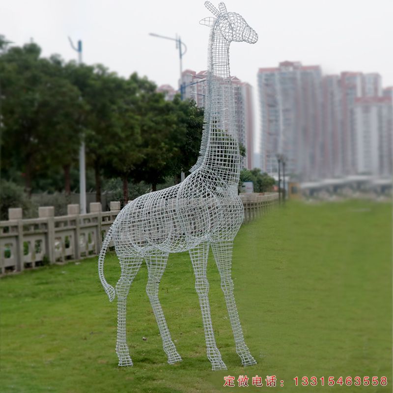 不锈钢长颈鹿公园动物雕塑