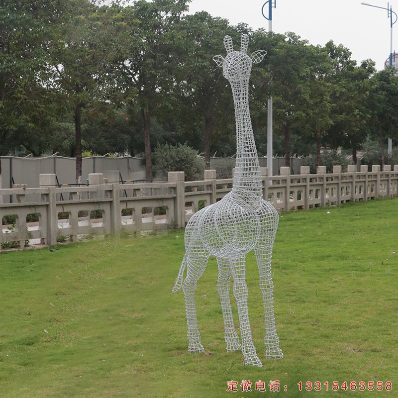 不锈钢长颈鹿公园动物雕塑（2）