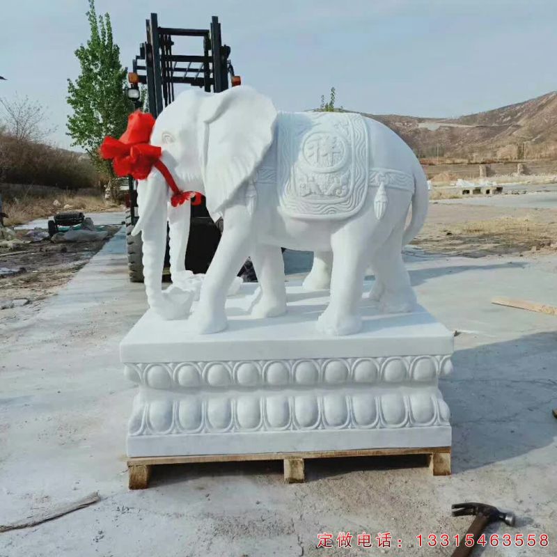 汉白玉吉祥大象动物雕塑（3）
