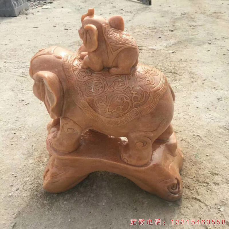 晚霞红招财象动物雕塑（1）