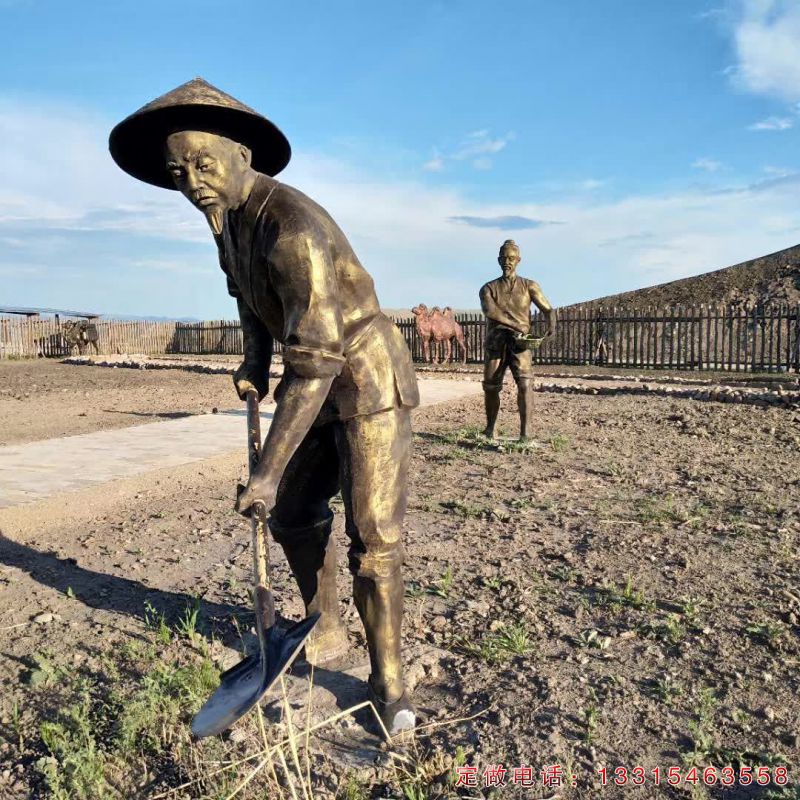 民俗古代人物农人铜雕（2）