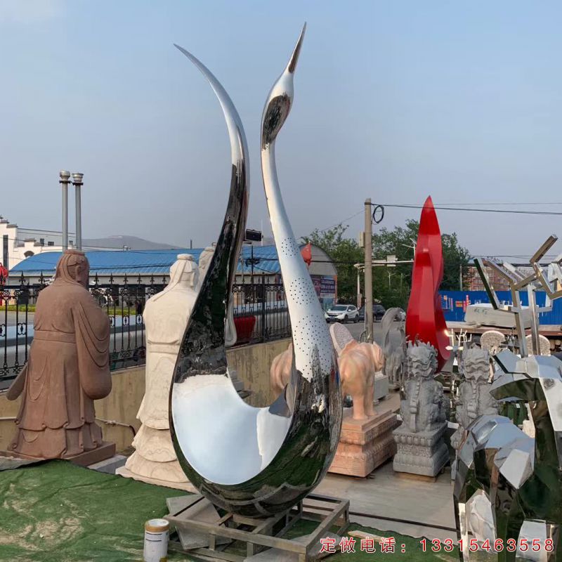 不锈钢城市抽象天鹅动物雕塑（2）