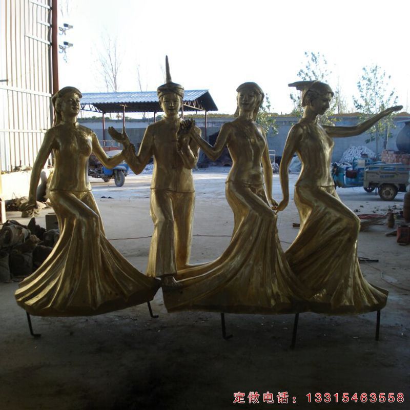 铜雕少数民族舞蹈人物雕塑（3）