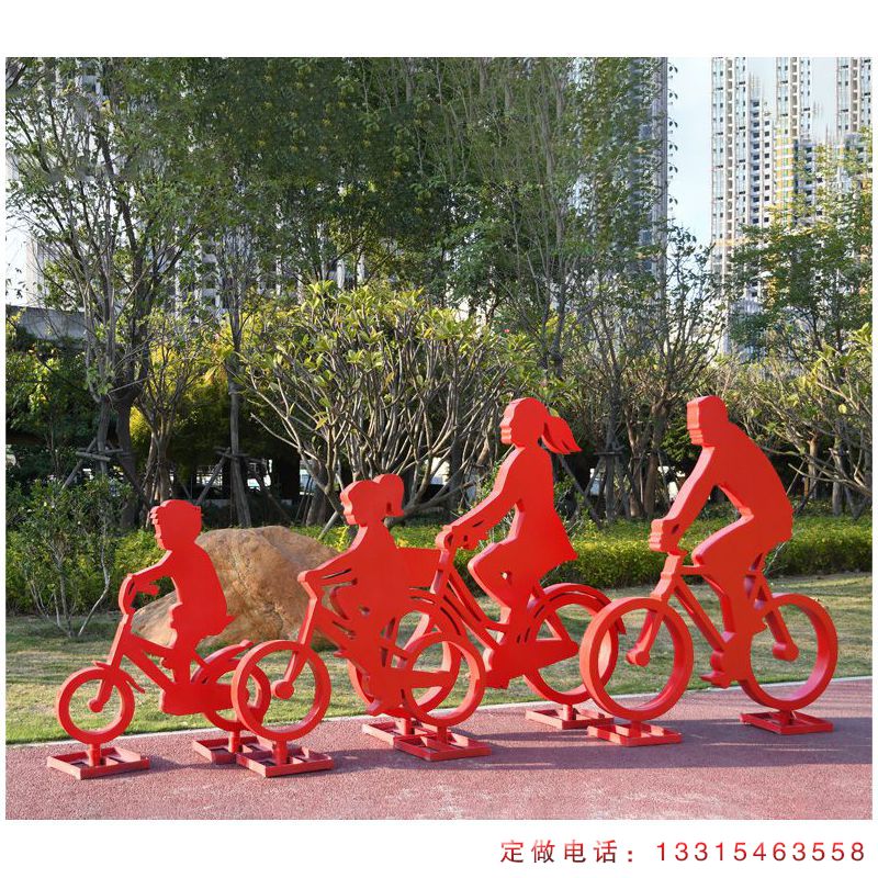 不锈钢骑自行车剪影人物雕塑（3）