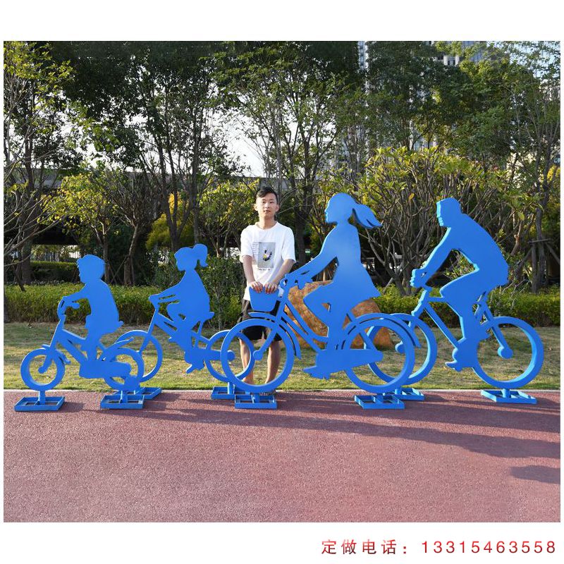 不锈钢骑自行车剪影人物雕塑（4）