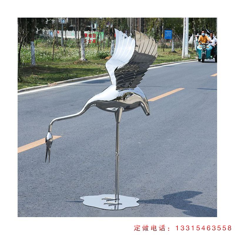不锈钢仙鹤公园动物雕塑（7）