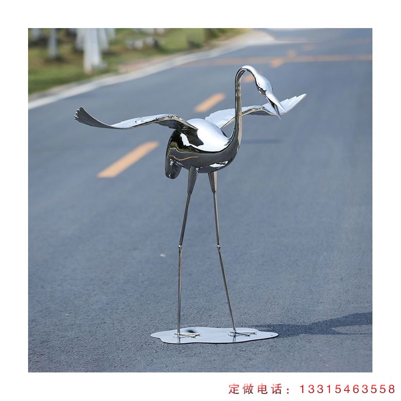 不锈钢仙鹤公园动物雕塑（8）