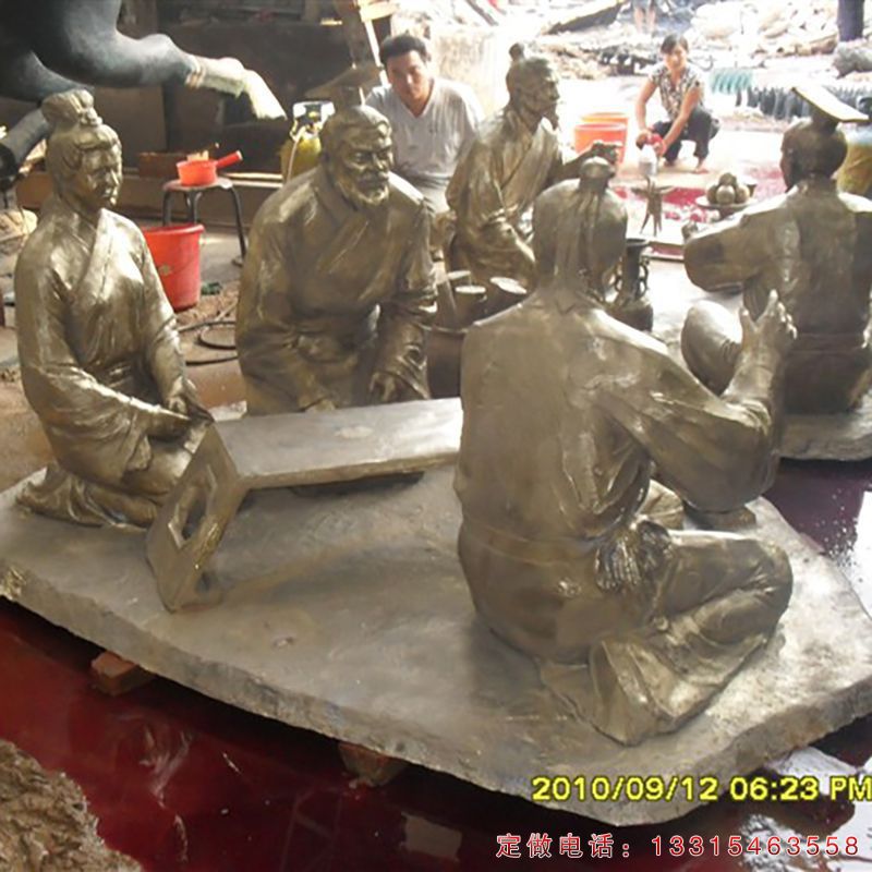 古代人物宴会铜雕（3）
