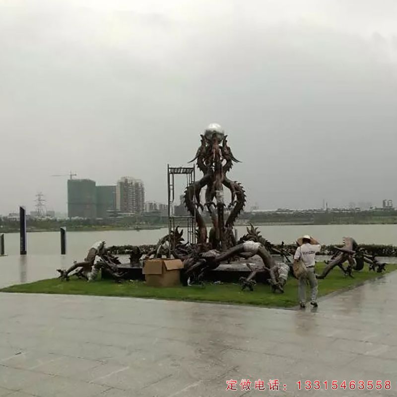 铜雕九龙戏珠广场动物雕塑（2）