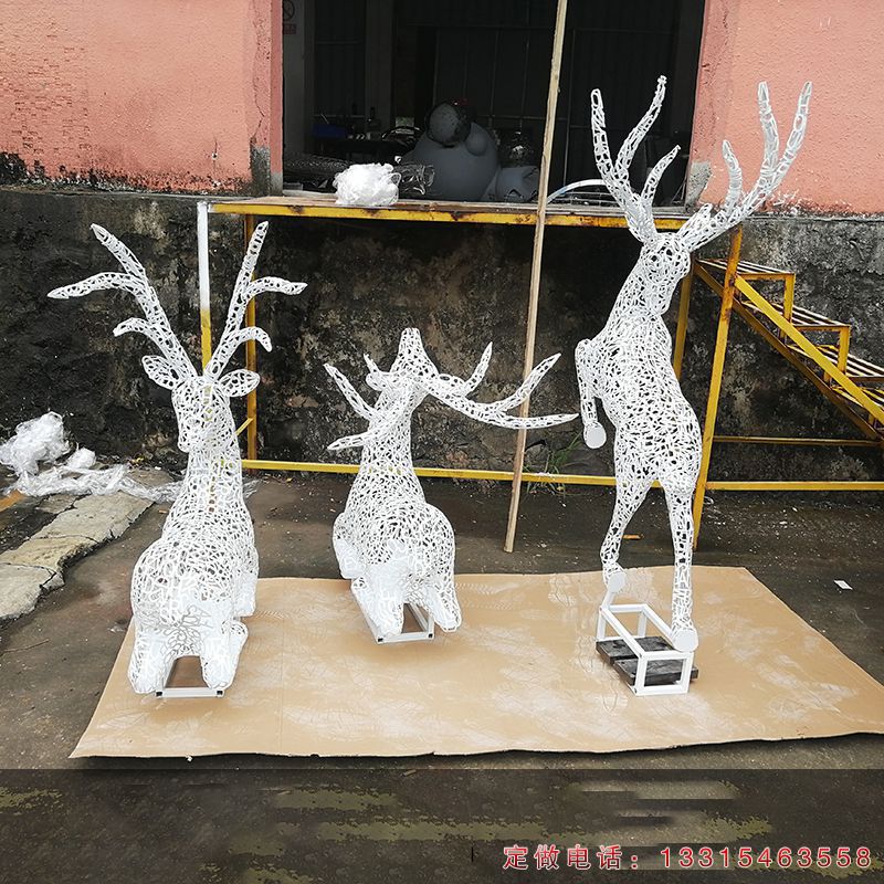 不锈钢梅花鹿公园动物雕塑（3）