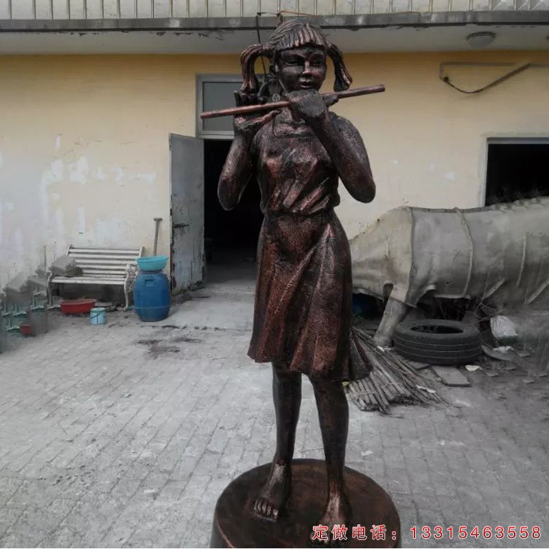 铜雕吹笛子人物雕塑（1）