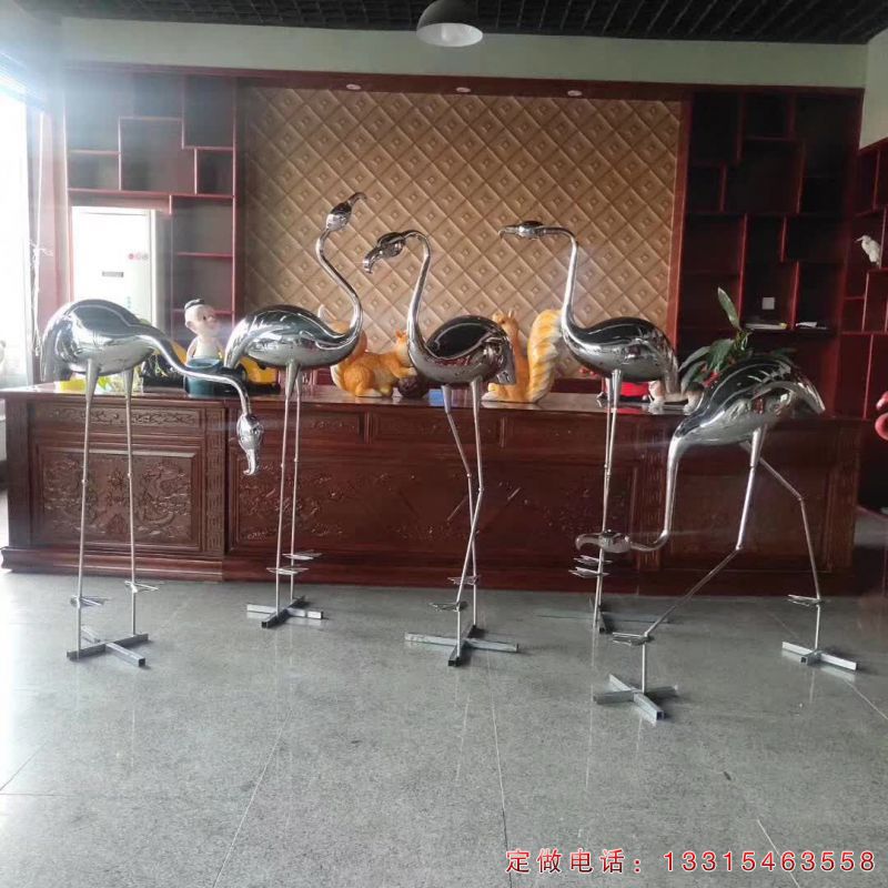 火烈鸟城市不锈钢动物雕塑（1）