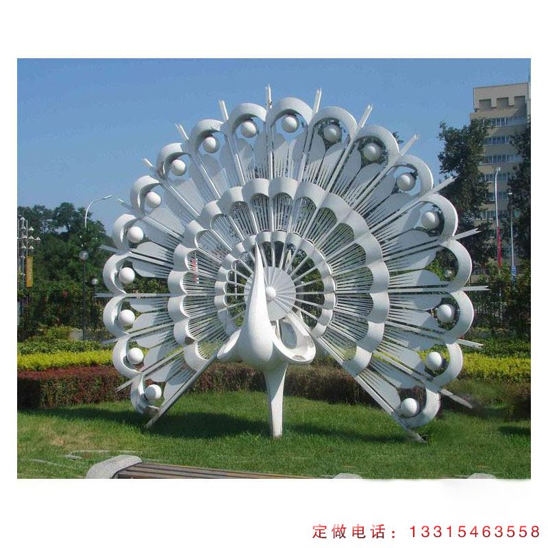 城市不锈钢孔雀动物雕塑（1）