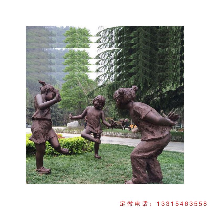 公园铜雕踢毽子人物雕塑（1）