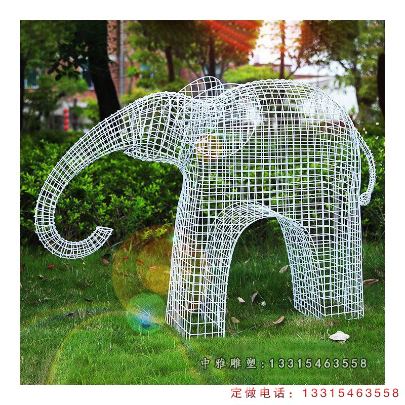 不锈钢镂空大象雕塑