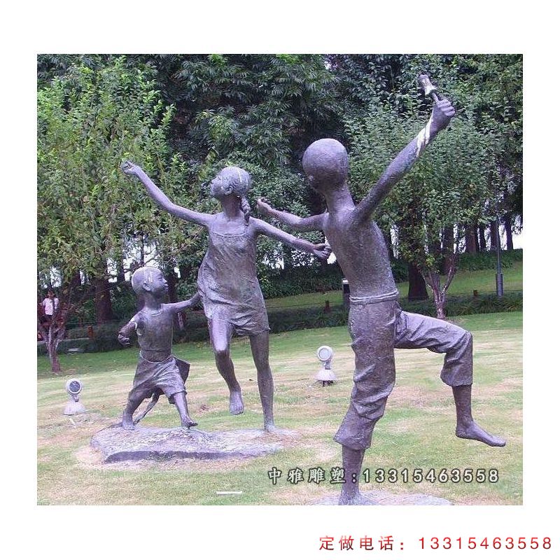 放风筝的儿童铜雕，公园人物铜雕